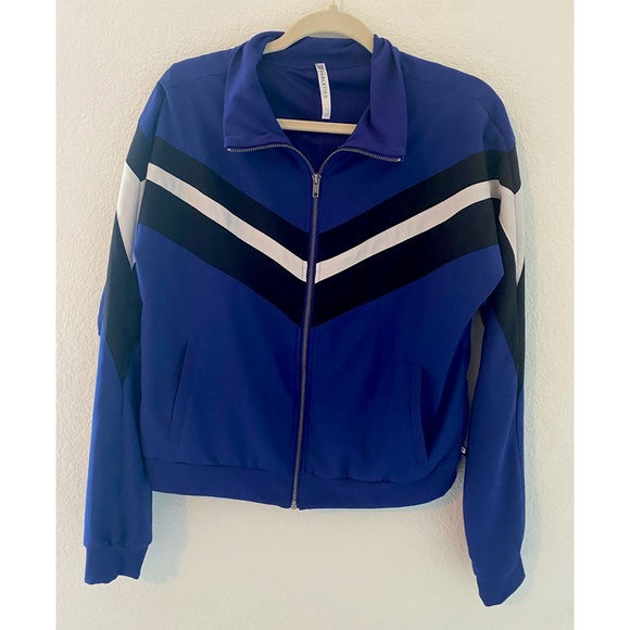 Fablectics Women Full Zip Blue Track Jacket with chevron stripe design. … - Picture 2 of 5